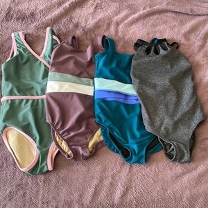 5 The Label Dancewear YM Lot (4 Leos EUC).  Note: blue one is missing size tag.